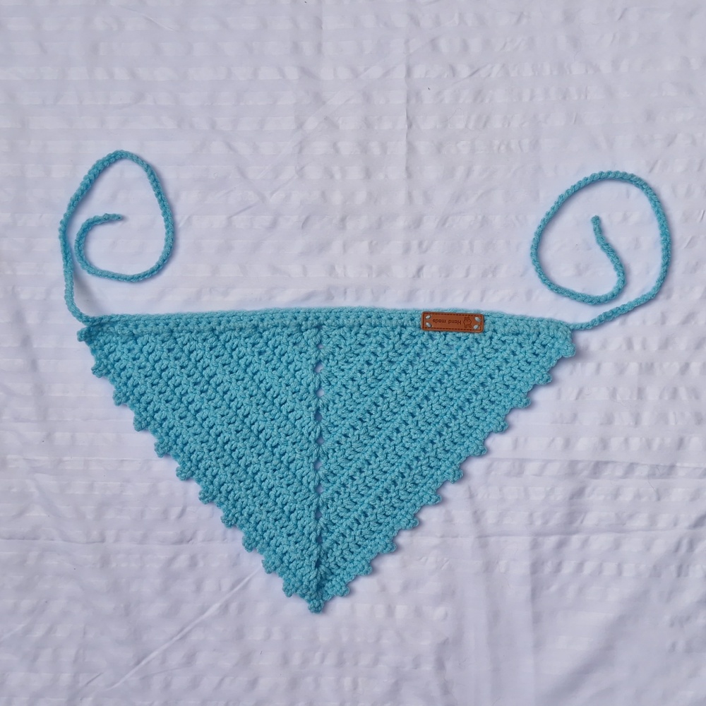 Unisex crocheted by me, light blue Bandana